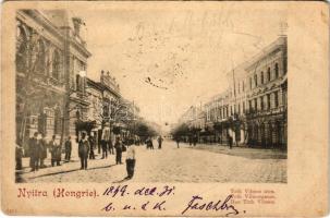 1899 (Vorläufer) Nyitra, Nitra; Tóth Vilmos utca, Richter Károly üveg raktára / street, glass warehouse shop (Rb)