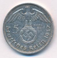 Német Harmadik Birodalom 1937E 5M Ag "Hindenburg" T:XF kis ph 
German Third Reich 1937E 5...