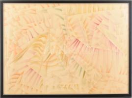 Ruzicskay György (1896-1993): Absztrakt kompozíció. Vegyes technika, papír, jelzett, üvegezett fakeretben, 50x70 cm / mixed technique on paper, signed, framed