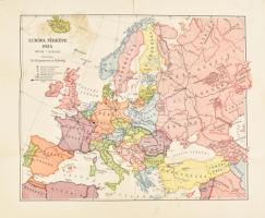 1924 Európa térképe, tervezte: Kogutowicz Károly, 1:15,000.000, szakadt, foltos, 27x33 cm