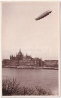 ~1930 Budapest V. Országház fölött Graf Zeppelin LZ-127 léghajó. photo