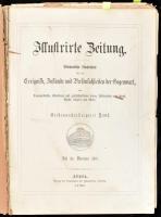 1876 Illustrirte Zeitung. Wöchentliche Nachrichten über alle Ereignisse, Zustände und Persönlichkeiten der Gegenwart, über Tagesgeschichte, öffentliches und gesellschaftliches Leben, Wissenschaft und Kunst, Musik, Theater und Mode. Band 67. Juli bis Dezember 1876. Leipzig, 1876, J. J. Weber, IV+(2)+578 p. Német nyelvű folyóirat fél évfolyama (július-december). Rendkívül gazdag képanyaggal illusztrálva, hirdetésekkel. Korabeli félvászon-kötésben, viseltes, sérült állapotban.