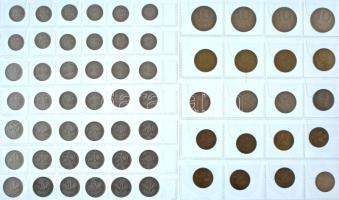 62db-os vegyes szocialista forint-fillér érmetétel két műanyag berakólapon T:AU-VF