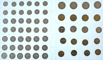 62db-os vegyes szocialista forint-fillér érmetétel két műanyag berakólapon T:AU-VF