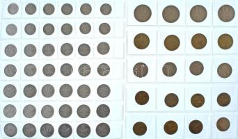 62db-os vegyes szocialista forint-fillér érmetétel két műanyag berakólapon T:AU-VF