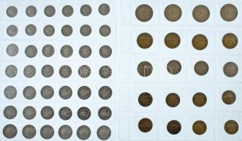 62db-os vegyes szocialista forint-fillér érmetétel két műanyag berakólapon T:AU-VF