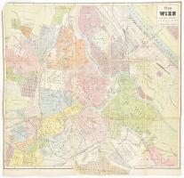 cca 1900 Bécs térképe, Wien, A. Hartlebens Verlag, vászonra kasírozva, hajtott, 49x51 cm