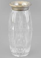 Ezüst (Ag) peremű kristály váza, jelzett, kis sérüléssel. 22 cm