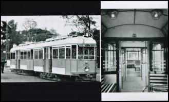 1928 Budapest, a BSZKRT új villamoskocsija kívül-belül, a Ganz-Danubius Rt. gyártotta, a 75-ös járatként debütált, 2 db modern nagyítás egy közlekedéstörténeti hagyatékból, 15x10 cm
