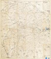 cca 1930 Bükk térképe, a szélén Miskolc város részletével, 1:50.000, vászonra kasírozva, foltos, 89x78 cm