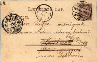 1901 Debrecen, Piac utca, Debreczeni Helyi Vasút Rt. (DHV) kisvasútjával, városi vasút, vonat, Rohne...