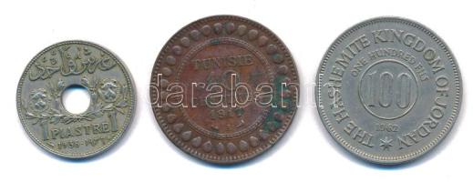 Szíria 1936. 1p Cu-Ni + Tunézia 1957A 10c bronz + Jordánia 1962. 100F Cu-Ni T:XF,VF Syrie 1936. 1 Piastre Cu-Ni + Tunisia 1957A 10 Centmes bronze + Jordan 1962. 100 Fils Cu-Ni C:XF,VF