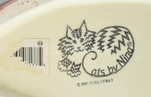 Cats by Nina macskás porcelán váza. Matricás, jelzett, hibátlan 29 cm