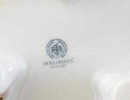 Hollóházi Hortenzia mintás lábas váza. Kézzel festett, jelzett, egyik lábánál ragasztás 16 cm