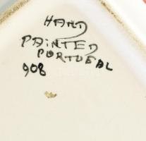 Portugál fajansz bonbonniere. Kézzel festett, jelzett, hibátlan 12x12 cn