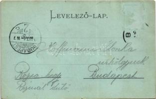 1899 (Vorläufer) Baja, Br. Eötvös József utca este, piac, Sternfeld Vilmos üzlete. Kollár A. kiadása...