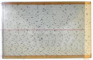 1963 Földmértani logartábla(?), kissé viseltes, sérült állapotban, 29x25,5 cm