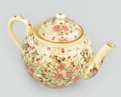 Zsolnay bambusz mintás teás és kávés készlet. 6+6 személyes, egy kannával. Kézzel festett, jelzett, ...