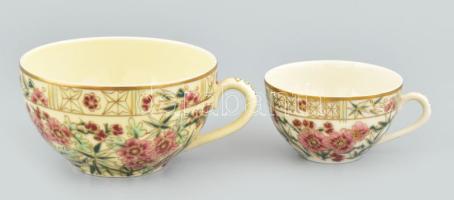 Zsolnay bambusz mintás teás és kávés készlet. 6+6 személyes, egy kannával. Kézzel festett, jelzett, ...