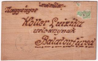 1911 Balatonfüred. Gombás üdvözlőlap, kézzel festett falemez lap