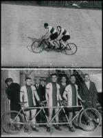 cca 1910 Kerékpáros versenyek és versenyzők tétele, 5 db modern nagyítás egy tréner hagyatékából, 10...