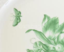 Herendi porcelán süteményes tányér készlet 6 darab. Kézzel festett, jelzett, kis kopással d: 15 cm