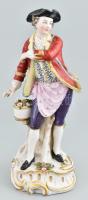 R német porcelán figura, Kézzel festett, jelzett, sérült 24 cm