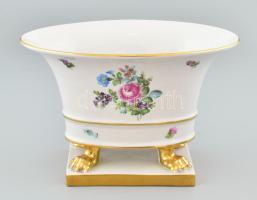 Herendi virág mintás porcelán váza oroszlán lábakkal. Kézzel festett, jelzett, hibátlan 26x16 cm