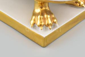 Herendi virág mintás porcelán váza oroszlán lábakkal. Kézzel festett, jelzett, hibátlan 26x16 cm