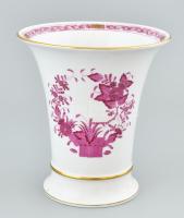 Herendi Apponyi mintás porcelán váza. Kézzel festett, jelzett, belül virágvíz által hagyott foltcsík, m: 17 cm