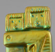 Zsolnay eozin mázas anya gyermekével. Formaterv Török János: jelzett hibátlan. 21 cm