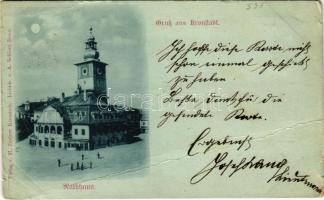 1898 (Vorläufer) Brassó, Kronstadt, Brasov; Rathaus / városháza. H. Zeidner kiadása. Lichtdr. v. A. Schäser / town hall (vágott / cut)