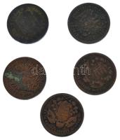 Vegyes: 1869-1868-1883KB 1kr Cu (3xklf) + Ausztria 1859A-1860A 1kr Cu T:VF,F