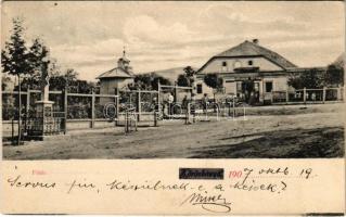 1907 Körösbánya, Kőrösbánya, Altenburg, Baia de Cris; Fő tér, Ábrahám István üzlete. Adler fényirda / main square, shop (Rb)