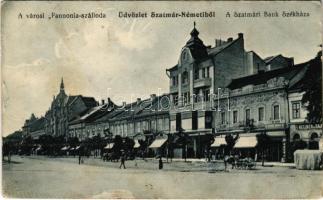 Szatmárnémeti, Szatmár, Satu Mare; Pannonia szálloda, Szatmári Bank székháza, Kellner üzlete. Weisz Zoltán kiadása / hotel, bank, shops (EK)