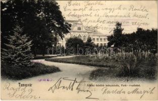 1904 Temesvár, Timisoara; Állami felsőbb leányiskola park részlettel. Uhrmann Henrik kiadása / girls' school, park (Rb)