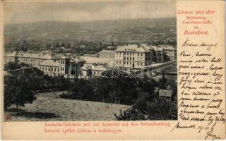 1898 (Vorläufer) Budapest II. Cs. és kir. gyalogsági kadétiskola, intézeti épület kilátás a Svábhegyre