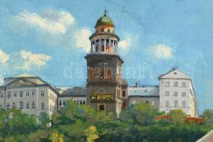 Liszi P. K. jelzéssel: Pannonhalma. Olaj, vászon, 41x32 cm. Dekoratív fakeretben