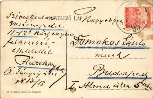 1918 Budapest VI. Andrássy út a spanyol király tiszteletére készült diadalkapuval, Takarékpénztár, F...