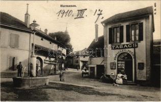 1910 Hermance, street view, tobacco shop