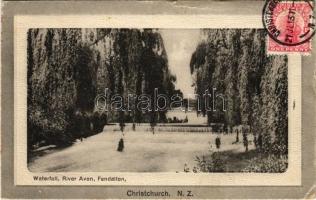 1913 Christchurch, Waterfall, River Avon, Fendalton (tear)