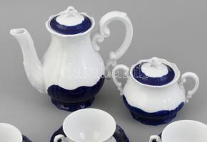 Zsolnay pompadour mintás porcelán kávés készlet. Kézzel festett, jelzett, gyárilag aranyozás nélkül,...