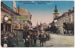 1924 Máramarossziget, Sighetu Marmatiei; Calea Bogdan Voda / Rákóczi út, Dohány és szivar, órás üzlet / street, tobacco and watch shop (EK)