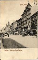 1908 Wien, Vienna, Bécs; Mariahilferstrasse / street view, Hotel Palace, restaurant, National Cash Register Co., tram (EK)