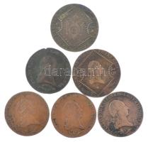 1800-1812. 3kr-15kr (6xklf) klf verdejelekkel, közte 1800E 6kr Cu "I. Ferenc", 1812E 3kr C...