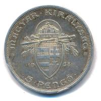 1938. 5P Ag "Szent István" T:VF patina, ph. Adamo P8.1