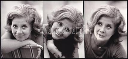 cca 1972 Ruttkai Éva (1927-1986) Kossuth-díjas színművésznő portré felvételei, 3 db vintage fotó, ez...