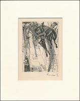 Kondor Béla (1931-1972): Mankó. Rézkarc, papír, utólagos jelzéssel, paszpartuban, 11,5×8 cm
