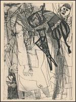 Kondor Béla (1931-1972): Mankó. Rézkarc, papír, utólagos jelzéssel, paszpartuban, 11,5×8 cm