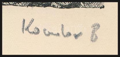 Kondor Béla (1931-1972): Társaság. Rézkarc, papír, utólagos jelzéssel, paszpartuban, 11,5×8 cm